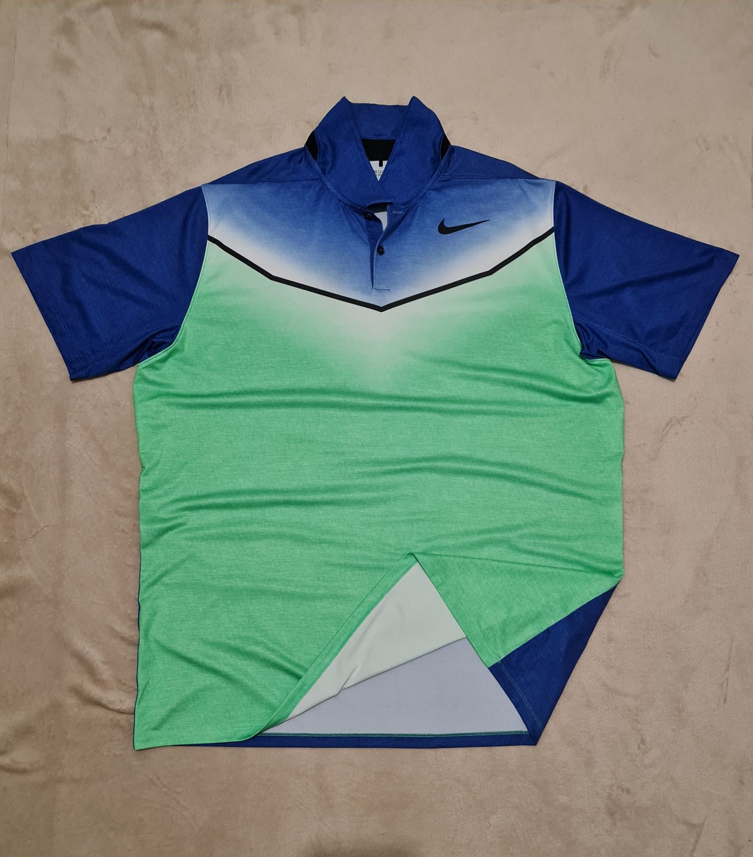 Футболка поло Nike Mobility Fade Dri Fit Standard Fit синьо-зелена 2XL