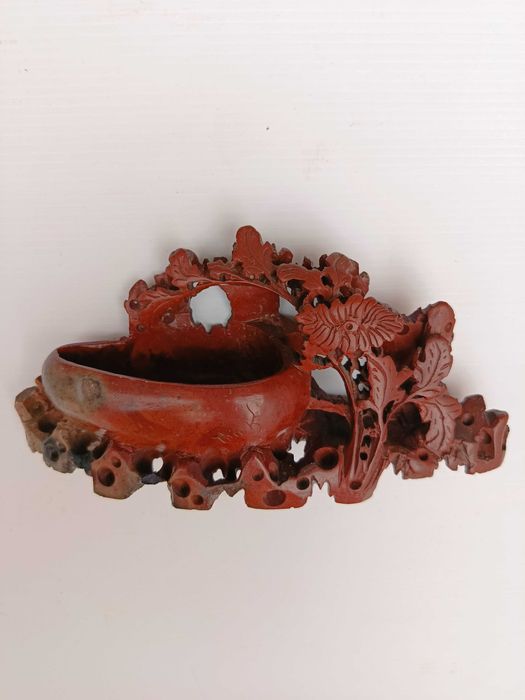 Escultura tinteiro Pedra de Sabão séc XIX 18 cm Assinada