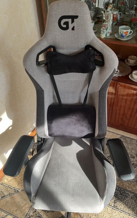 Крісло для геймерів GT Racer X-8005 Light Grey/Black Suede