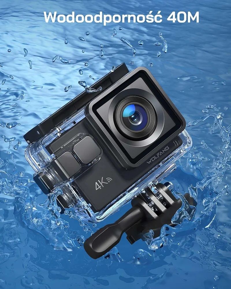 WOLFANG GA100 Action Cam 4K 20 MP kamera podwodna, WiFi 40 m,