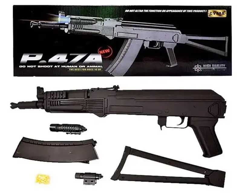 Дитячий автомат Калашнікова АКС-74У/АК-105 + ліхтарик + лазер CYMA