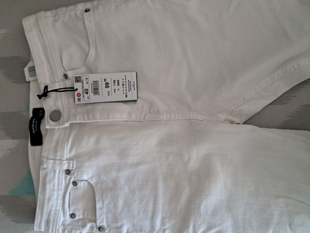 Spodnie jeansy Reserved białe nowe rozmiar 40 skinny