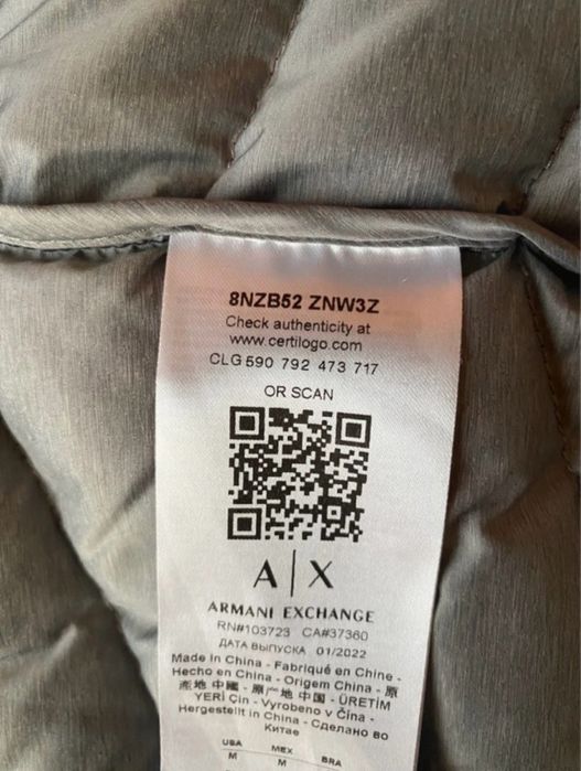 Double-faced padded jacket with zip Armani exchange