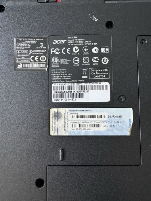 Ноутбук acer aspire 7250 на запчастини