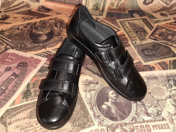 Стильные черные кожаные кроссовки Ecco. Размер 38, 25см.