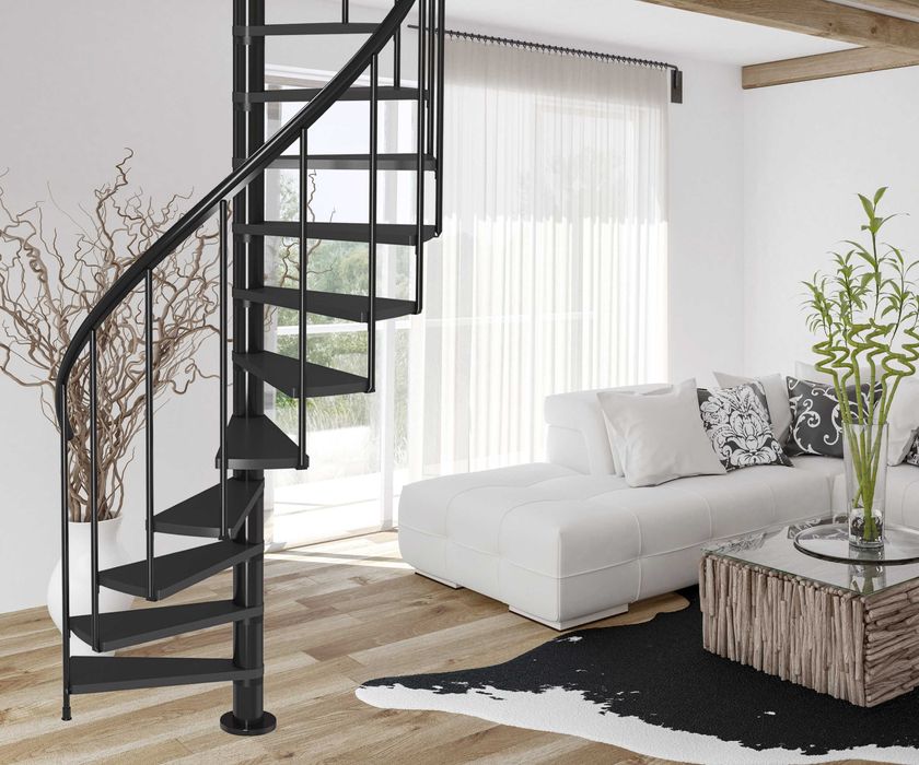 Nowoczesne schody kręcone, Las Vegas /Antracyt fi 140 cm