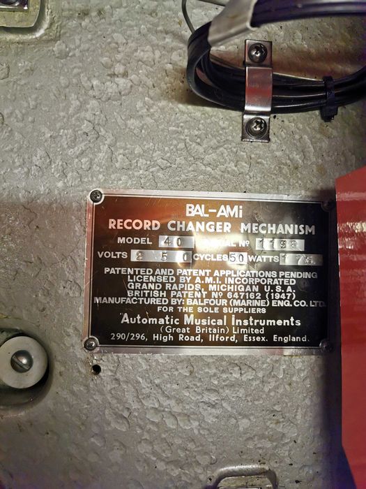 BAL-AMI JUNIOR 1956 szafa grająca na monety gramofon juke box 70 lat