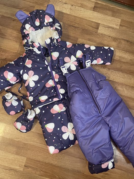 Комбінезон зимовий трійка (74 см, напівкомбінезон на 80-86 см)