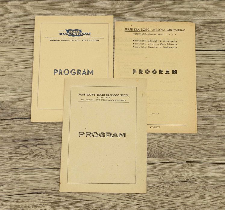 Programy Teatr Młodego Widza Kraków 1955r