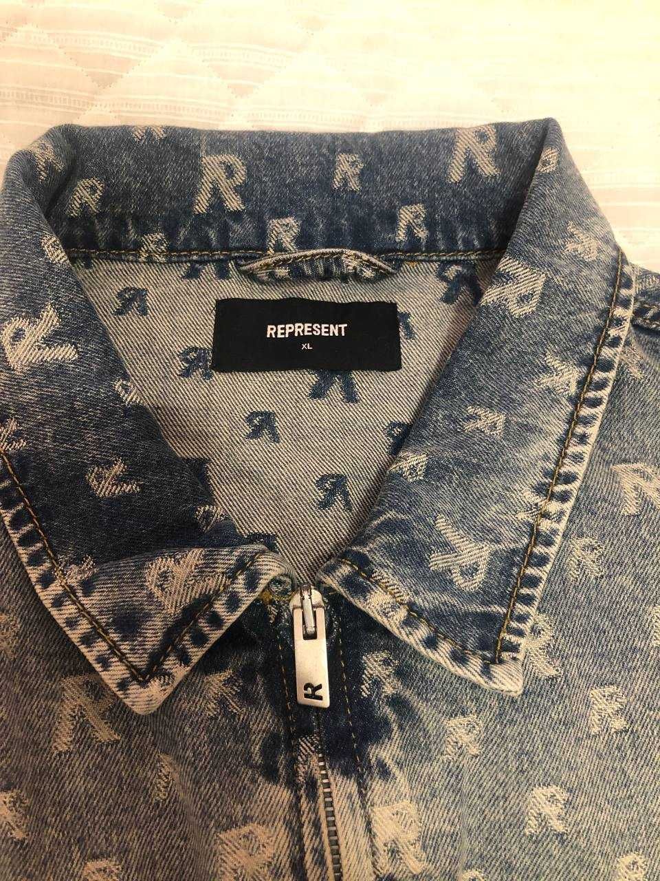 Represent R4 Monogram Denim Jacket Stone Wash джинсова куртка оверсайз