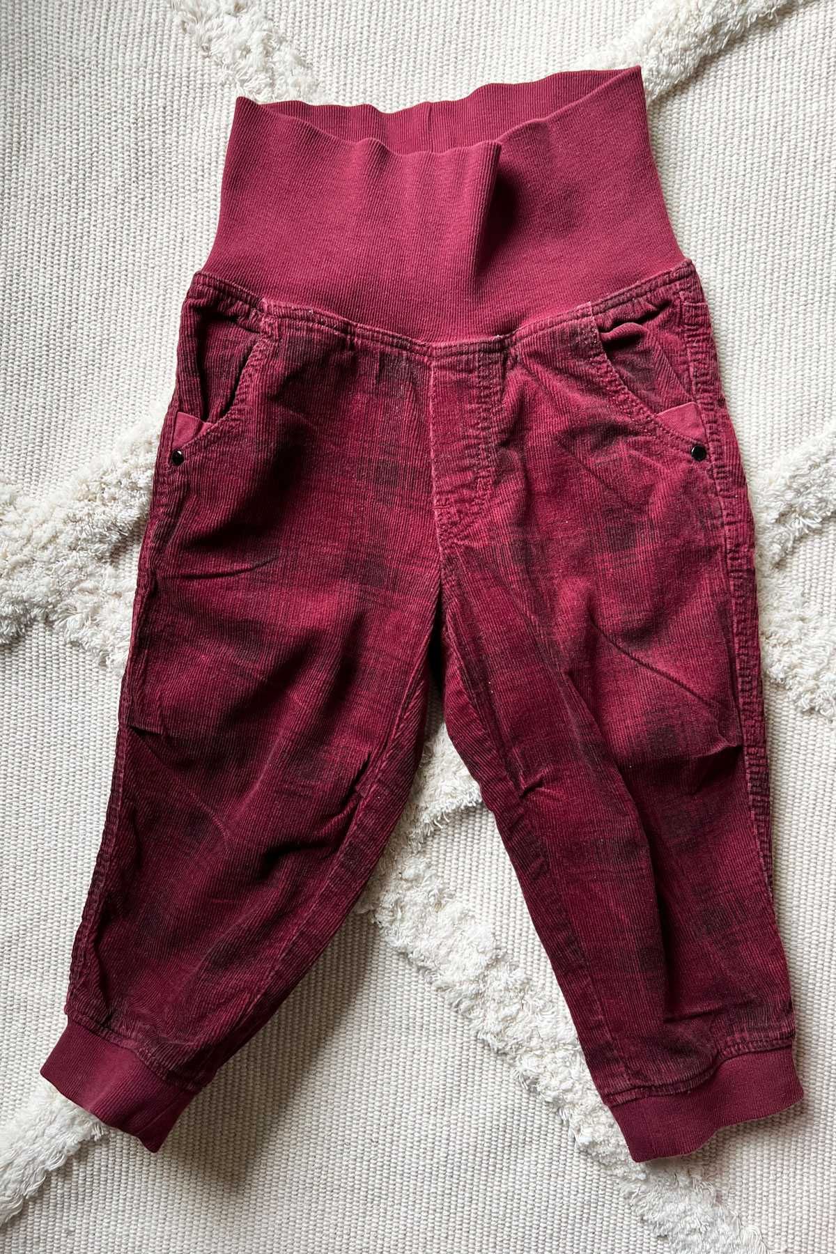H&M bordowe spodnie sztruksowe w kratkę rozm. 86 cm