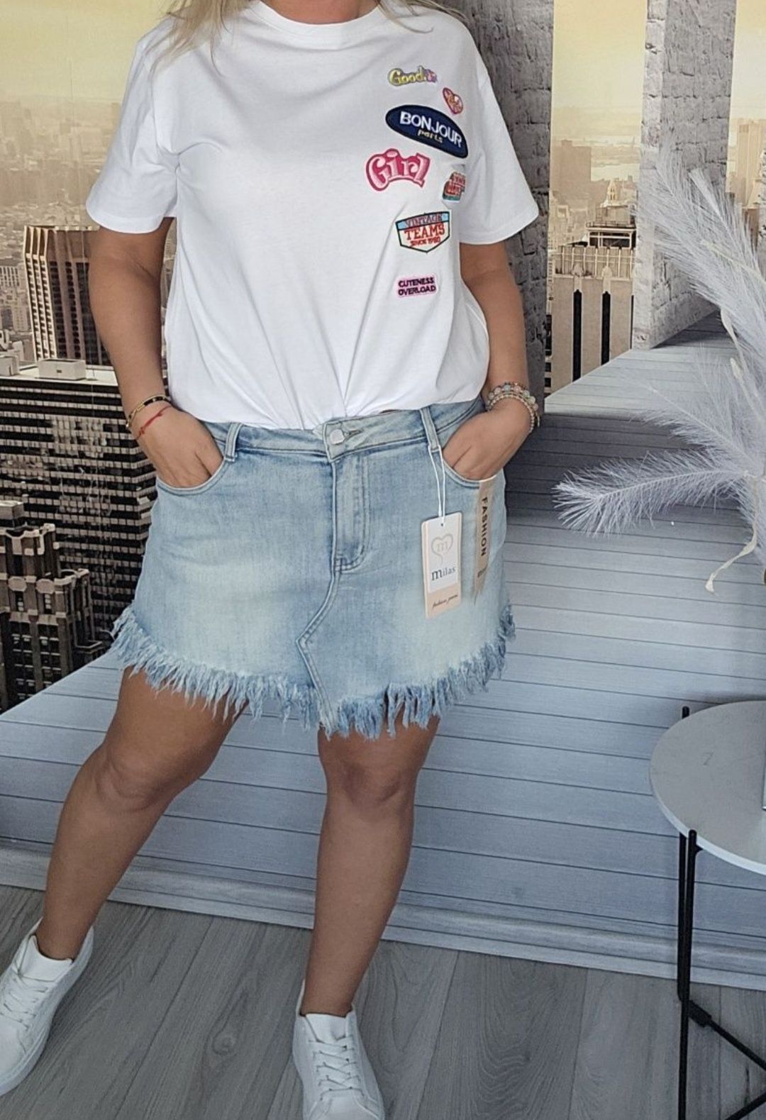 Super bluzka naszywki tshirt WYPRZEDAŻ