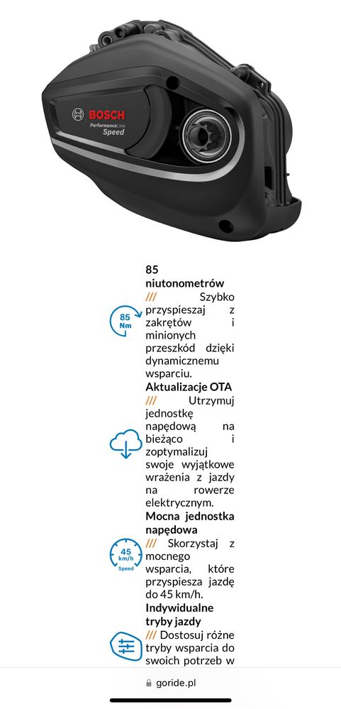 Nowy silnik Bosch Performance Line SPEED 45km/h– THE SMART SYSTEM