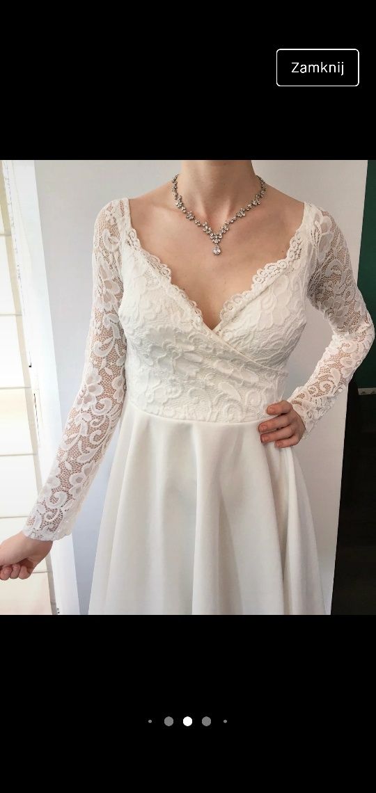 Biała krótka sukienka koktajlowa lub weselna ślubna letnia