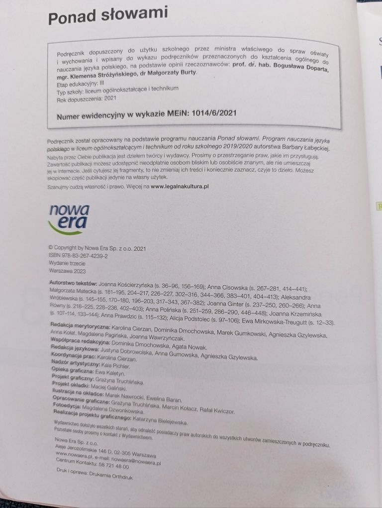 Podręcznik do języka polskiego dla liceum i technikum