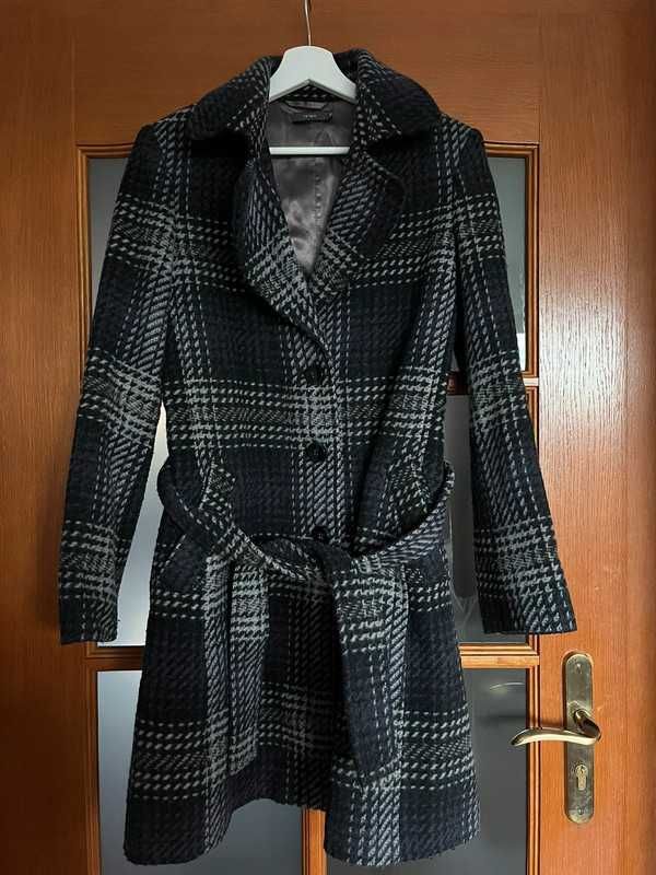 tatuum płaszcz coat wełna wełniany wool vintage 38 36 s m basic grey