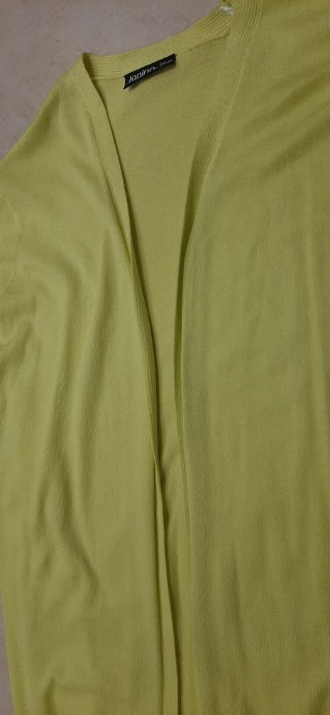 Sweter dlugi kardigan limonkowy żółty 40-42 L-XL Jak Nowy