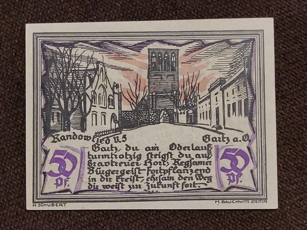 Notgeld pieniądz zastępczy Miejscowość Szczecin Stettin 1921r banknoty