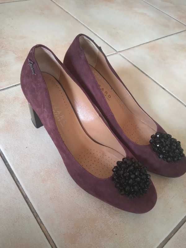 Buty na obcasie eleganckie Lizard polskie zamsz skórzane