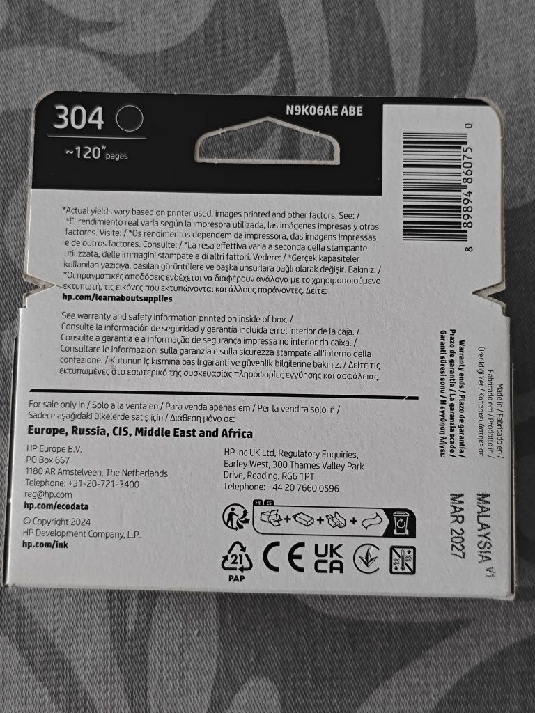 Cartucho Tinteiro HP 304 Preto novo