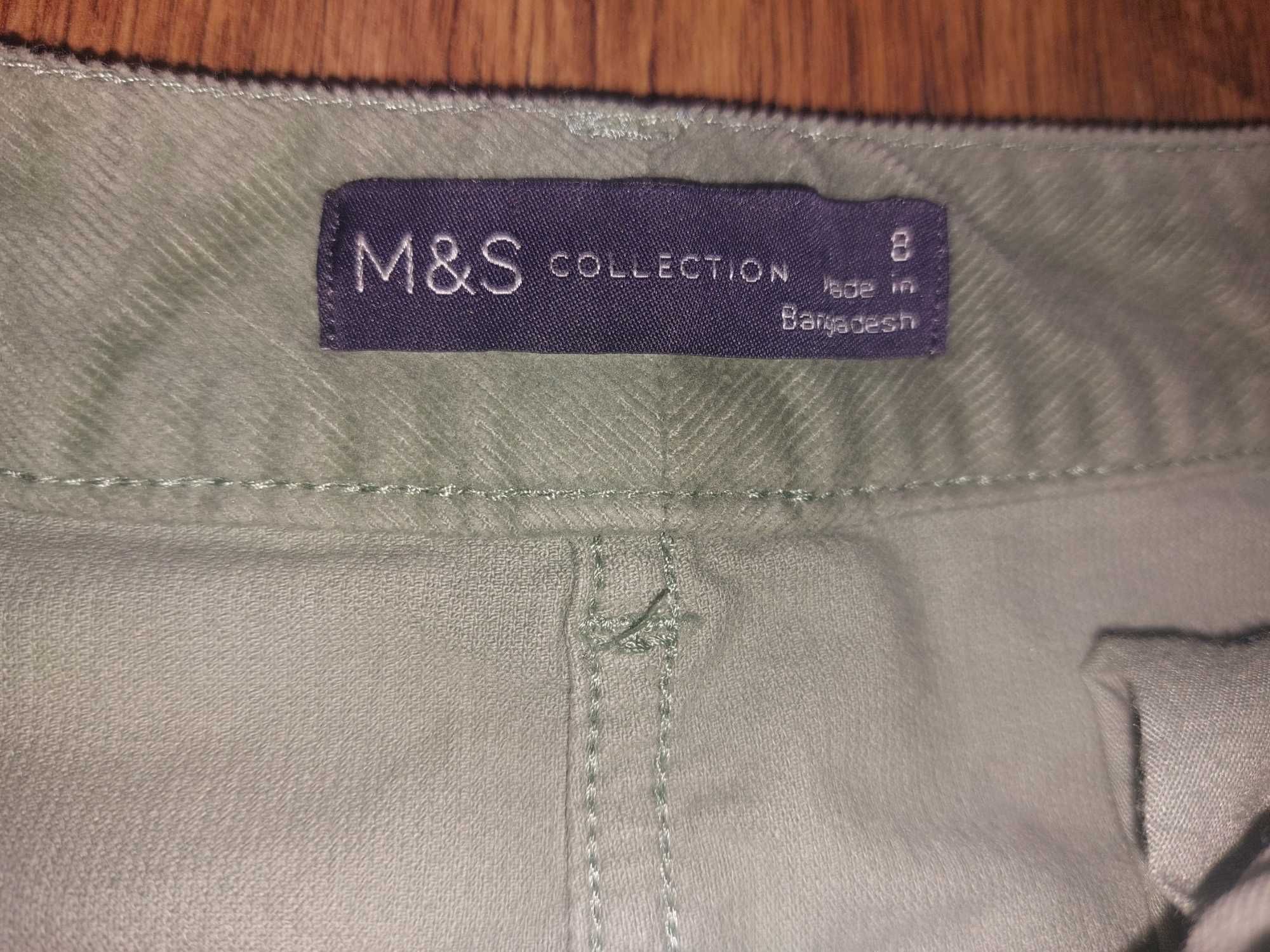 Spódnica mini sztruksowa khaki guziki vintage jeansowa zielona 36 S