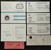 Коллекция карточек гостя отелей ГДР и ЧССР+билет в ночной клуб.