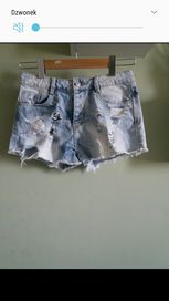 Krótkie spodenki damskie jeansowe z dziurami marki Zara
