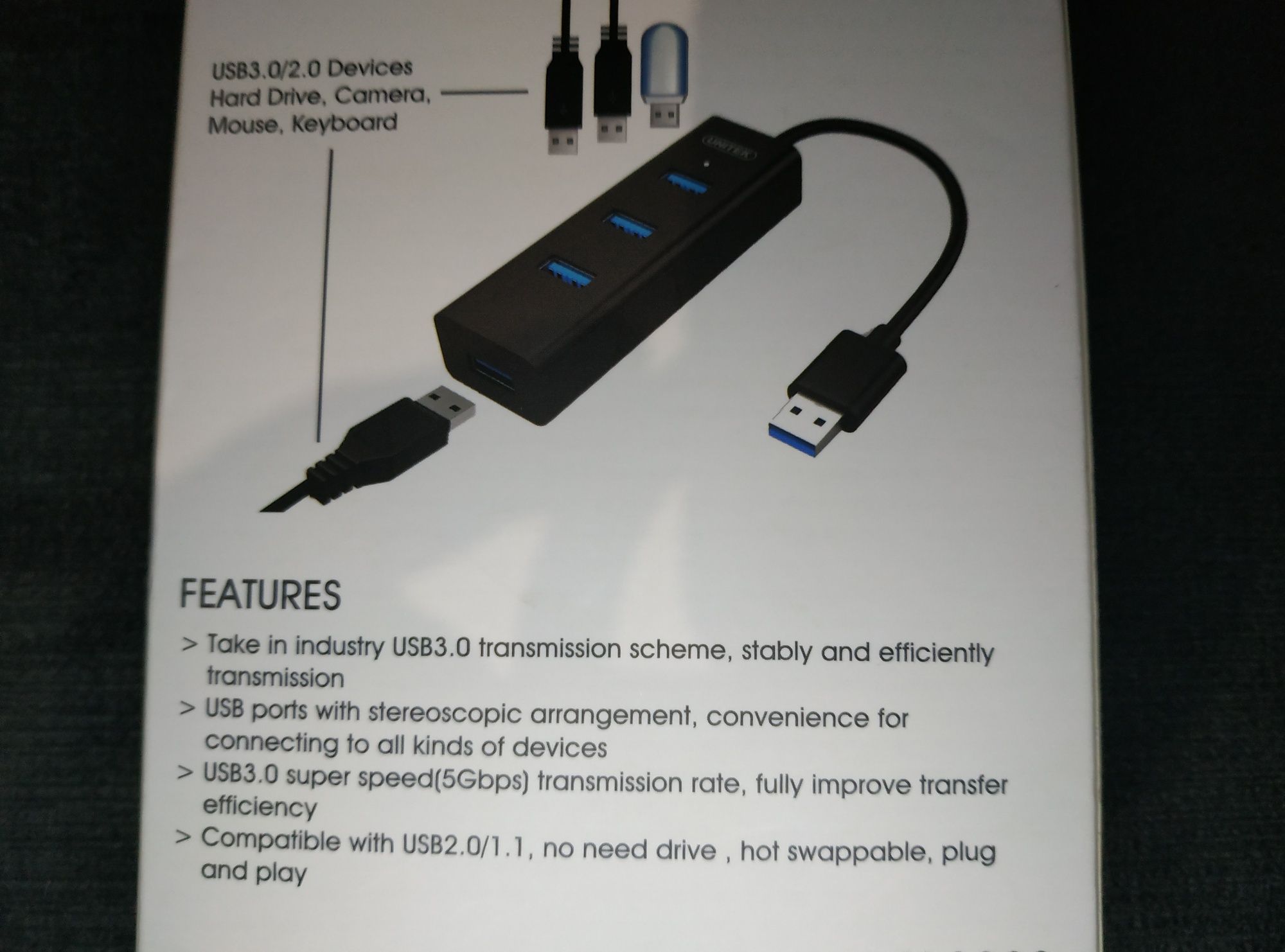 Hub aktywny USB 3.0  4 wejścia zasilanie