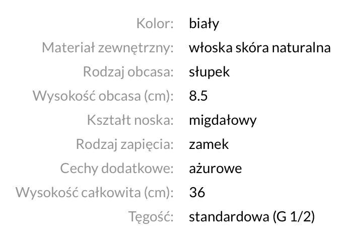 Ażurowe białe kowbojki Crema Saway 40