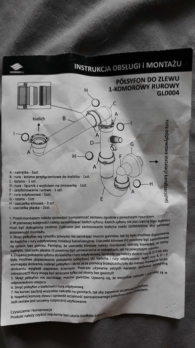 Syfon do zlewu komplet