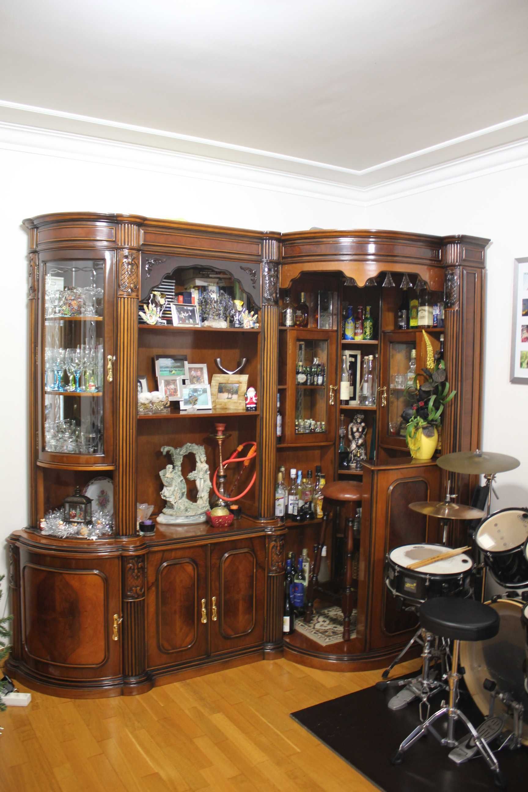 conjunto móveis sala madeira cerejeira