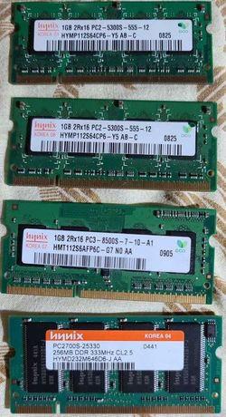 Оперативная память для ноутбуков DDR1 DDR2 DDR3