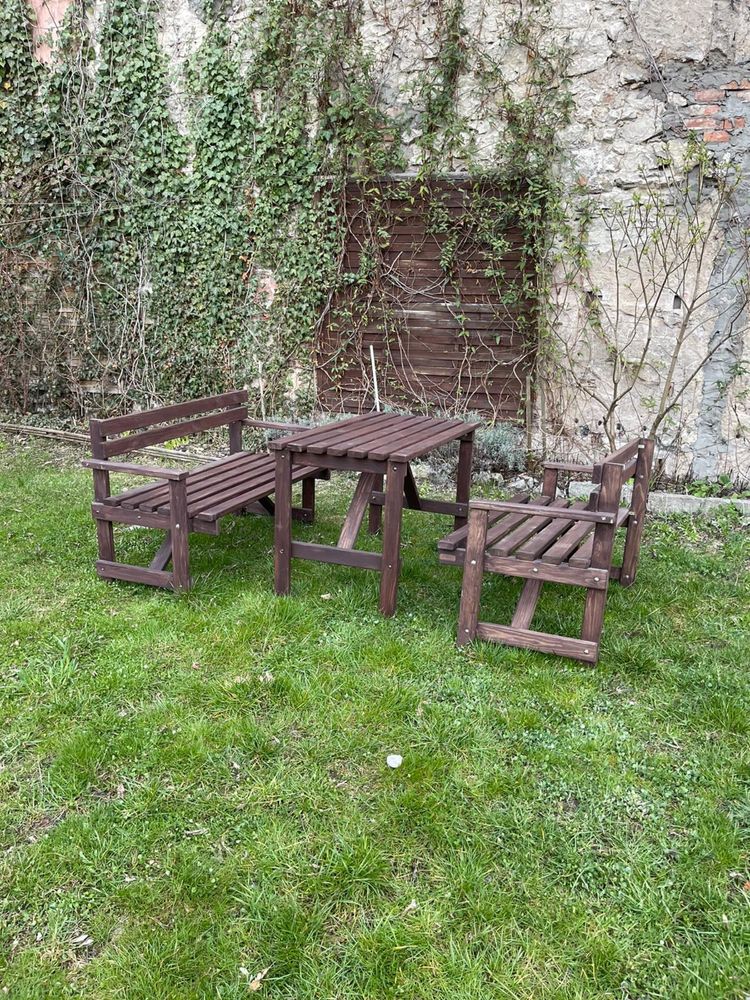 Meble ogrodowe zestaw ogrodowy 2 ławki i stół