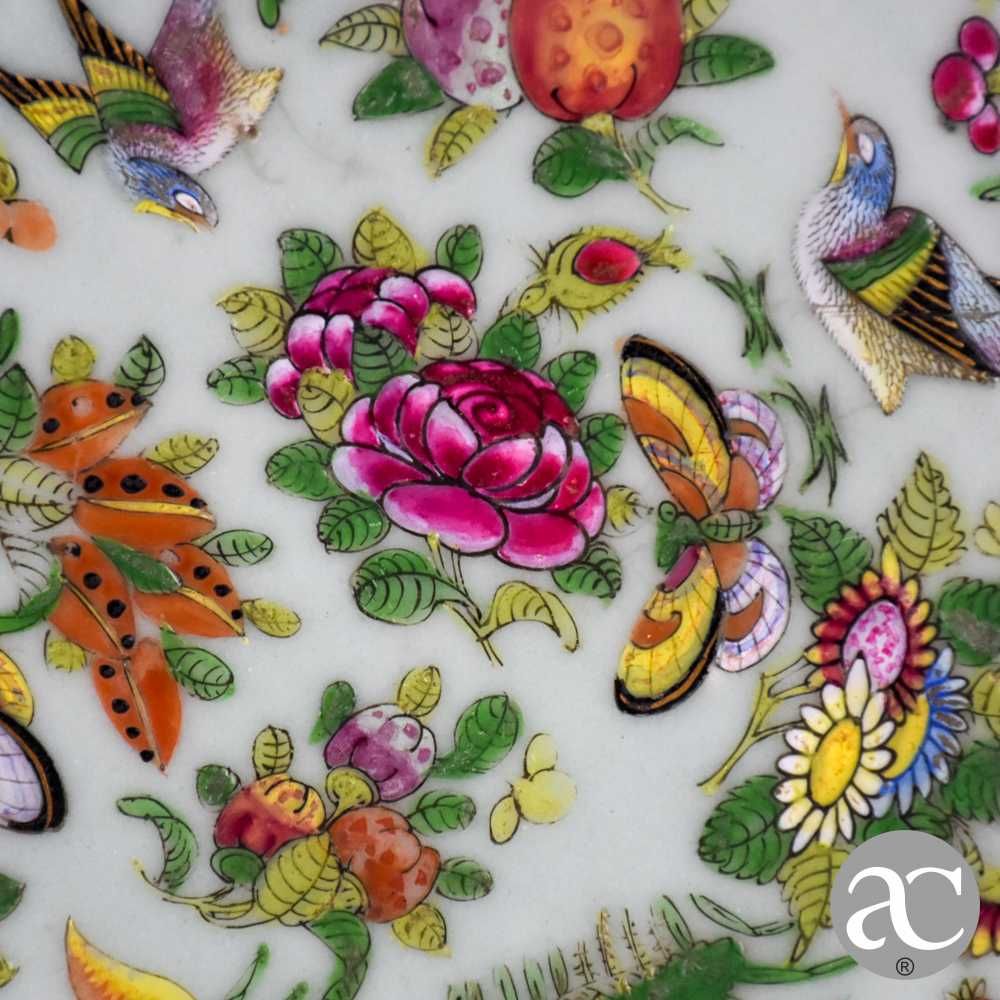 Prato Celadon China decorado com pássaros, borboletas e flores séc XIX
