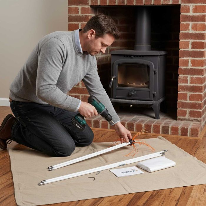 Zestaw szczotka do czyszczenia komina obrotowy na wiertarkę TAJFUN 6 m