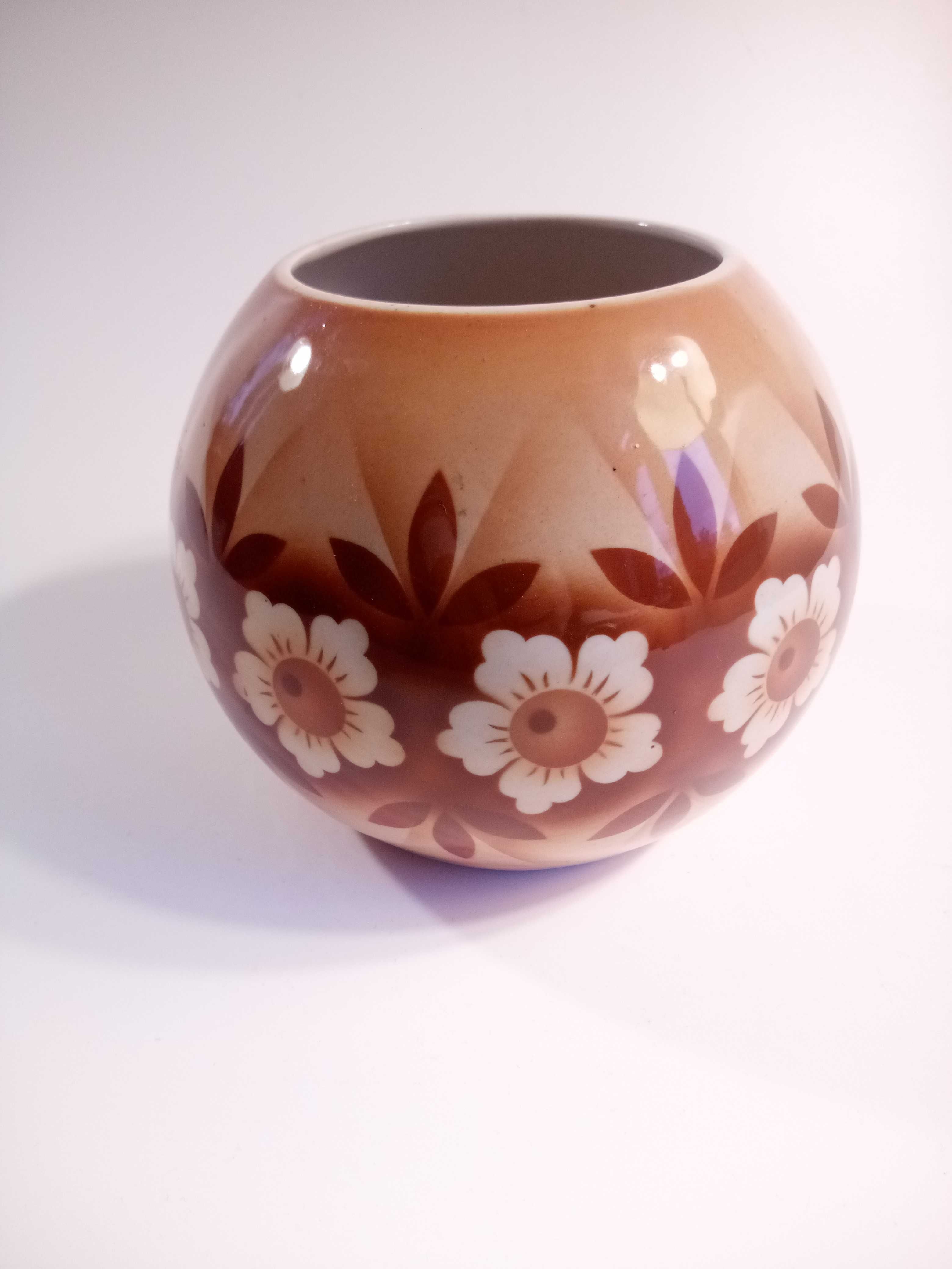 wazon ceramiczny duży w kwiaty lata 60-te