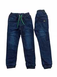 Spodnie Jeans miękkie elastyczne GUMA ocieplane polarem nowy r 158-164