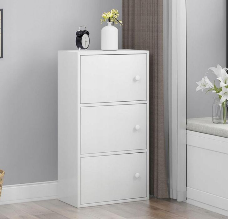 Biała Komoda 3 Półki – Styl Skandynawski Loft