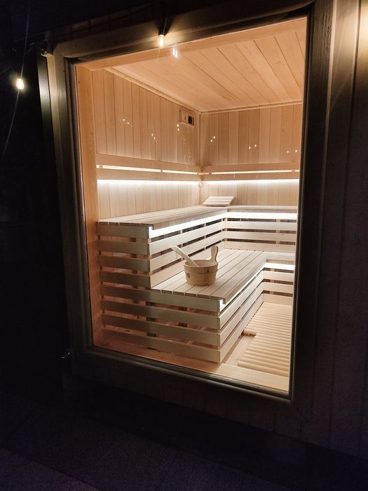 Domek całoroczny ,,Sosnovia" Mazury balia jacuzzi sauna