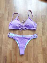Nowy kostium kąpielowy strój kąpielowy fioletowy liliowy wiązany