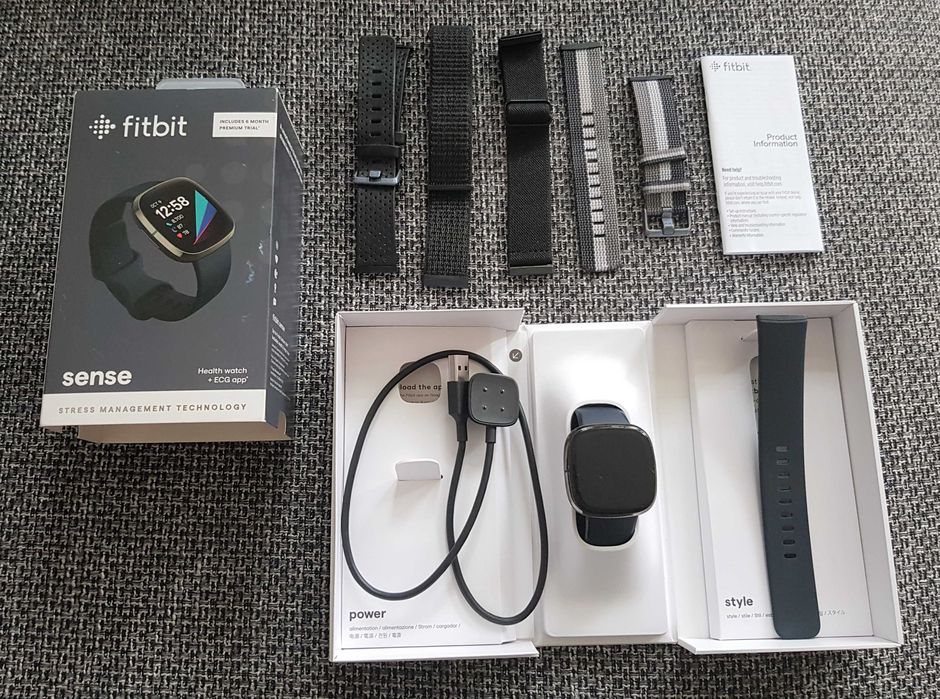 Smartwatch FITBIT Sense by Google czarny + ekstra 4 różne paski gratis