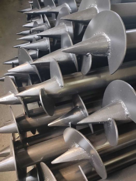 Гвинтові палі, одновиткові, оголовки, геошурупи,  монтаж