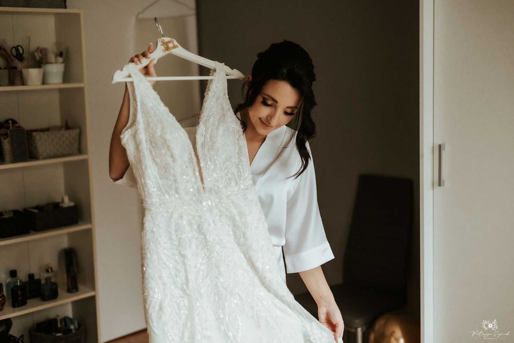 SUKNIA ŚLUBNA Rybka Agnes 34/36 Śmietanka Koronka