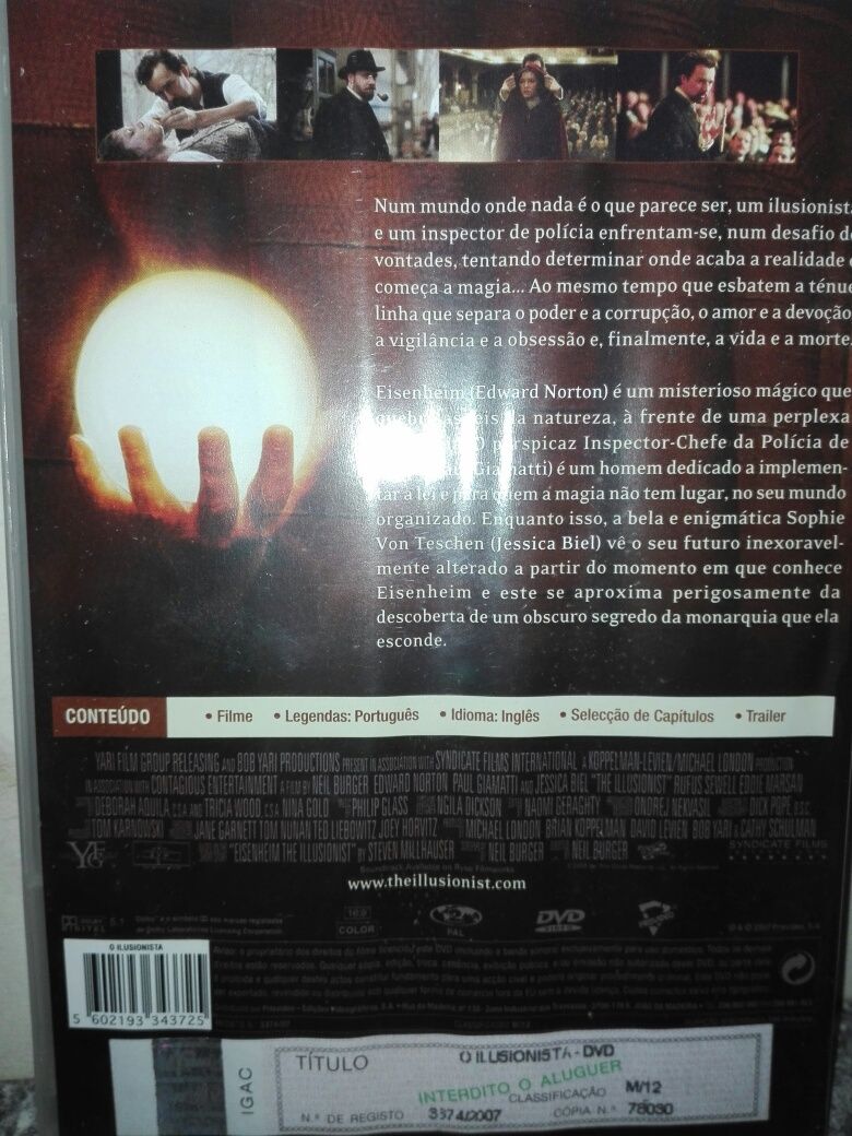 Filme DVD O Ilusionista Ano 2007