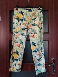Spodnie Zara materiałowe kwiaty kwiatki cygaretki chino chinosy 38 M