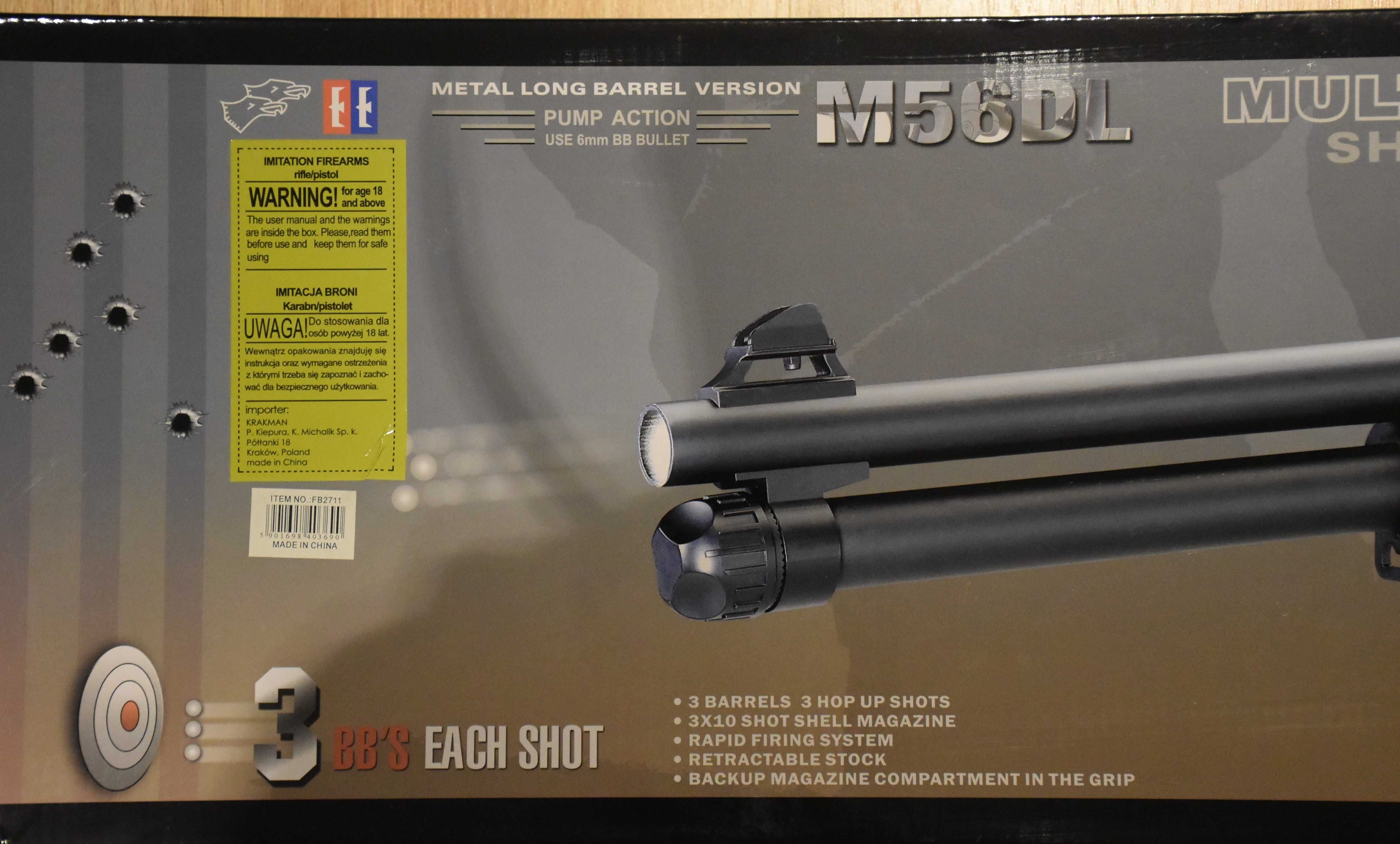 Airsoft shotgun/caçadeira M56DL triple shot