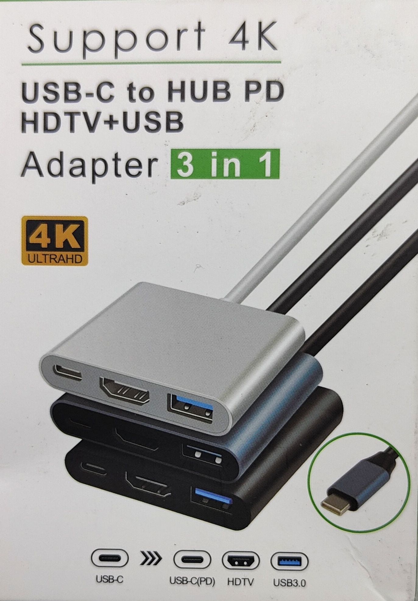 Adapter HUB 3w1 USB-C