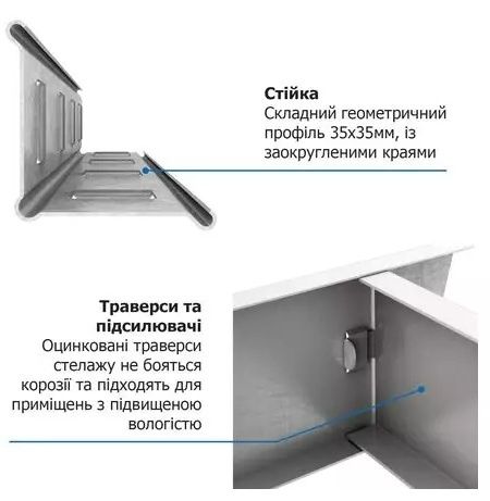 Стелаж металевий оцинкований Бюджет 2000х1000х450 на 5 полиць. 
Новий.