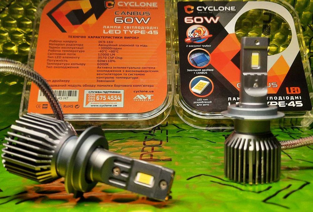 Автолампа Cyclone LED Type 45 (H7, 6000K) 60W  12000LM H4/H11/H1/HB3
