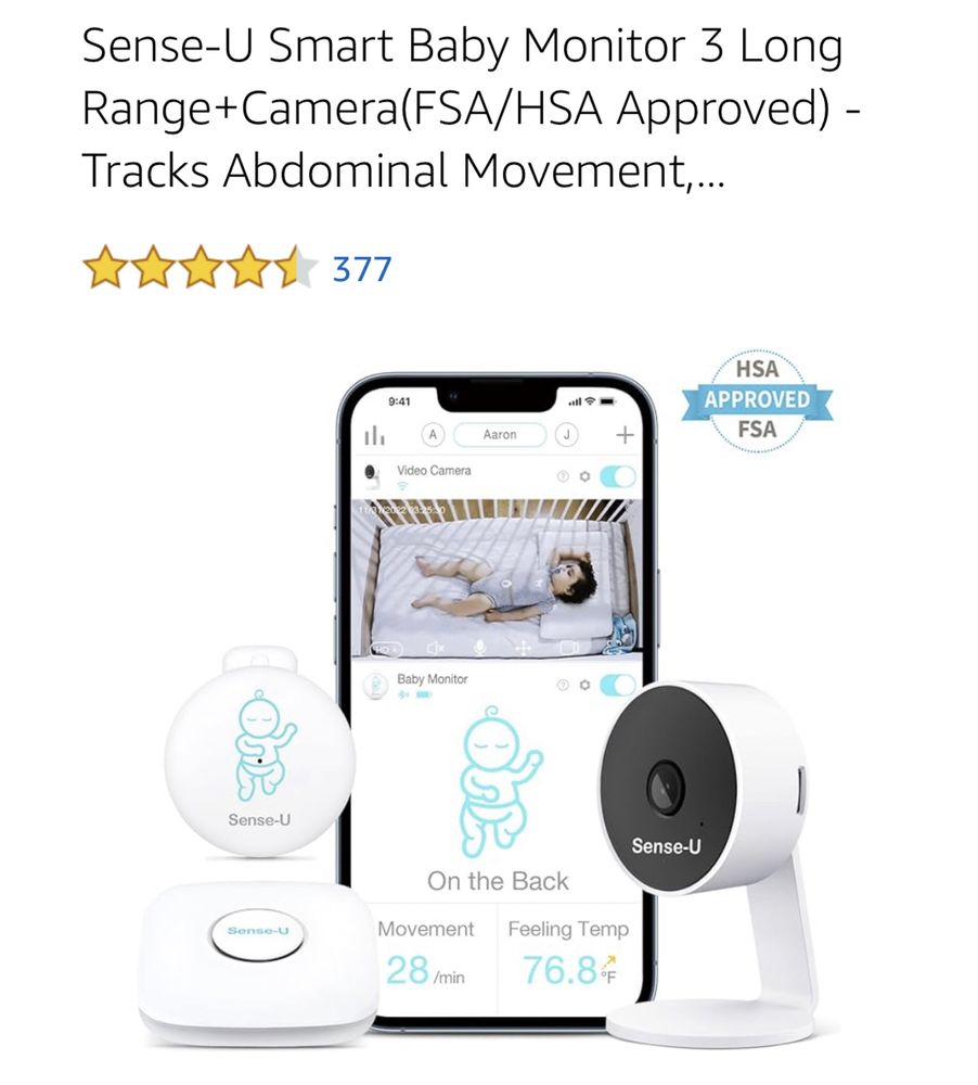 BABA ELETRONICA: Sense-U 2 bundle COM sensor de RESPIRACAO para bebe